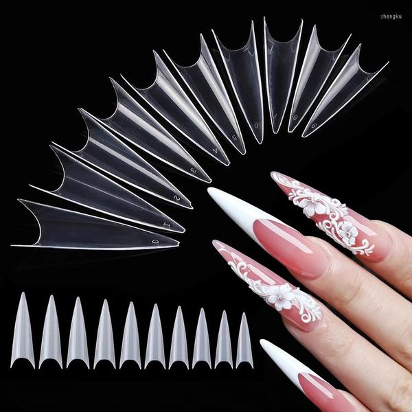 Unghie finte 500 pezzi finte ballerine lunghe a punta stampa sulle punte salone professionale trasparente bara nail art punta Ongle