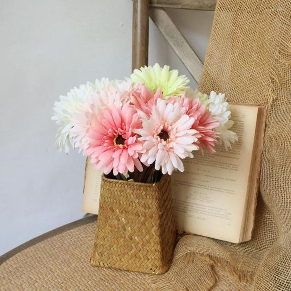 Dekorative Blumen 1 Stück 7 Farben Seide Afrikanisches Gänseblümchen Gerbera Künstliche Blume Brautstrauß DIY Hochzeitsdekoration Home Party Fake