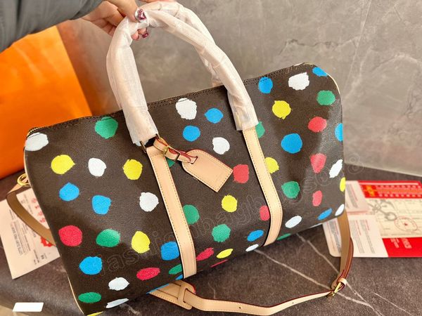 Bolsa esportiva YK Infinity Dots pintada em 3D: bolsa de viagem luxuosa com monograma para homens e mulheres