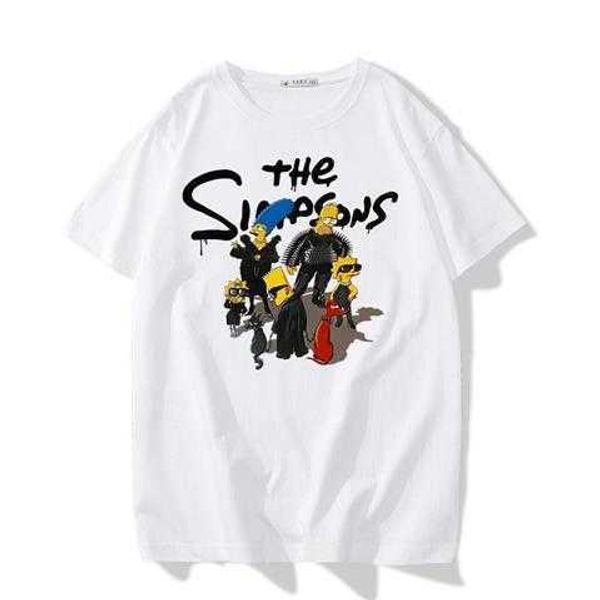 Designer Fashion Luxurys Balencaiganess Camicia classica Marca Joint the Simpsons Stampato maniche corte Uomo Donna Casual High Street t Loose Oversize kd