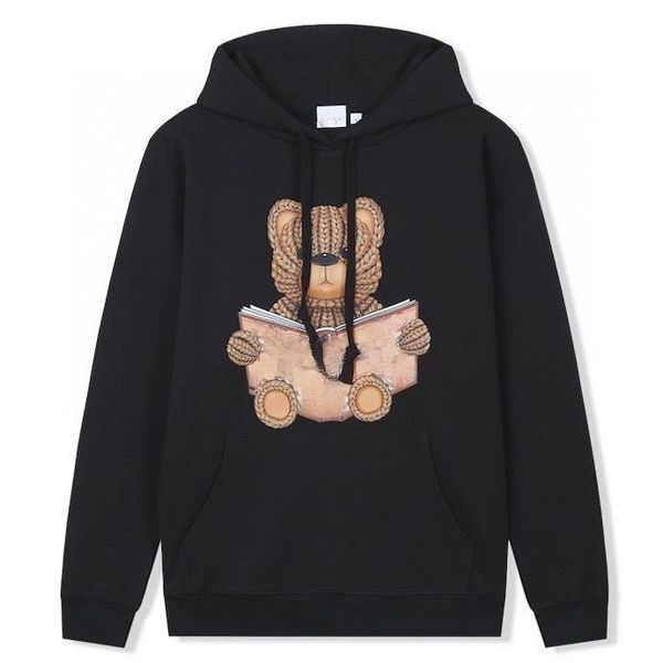 Felpa con cappuccio firmata Felpa con cappuccio essenziale Felpa con cappuccio da donna da uomo Teddy Felpa con cappuccio pullover firmata Lettera stampata a maniche lunghe girocollo maglione con cappuccio ampio Bianco Nero