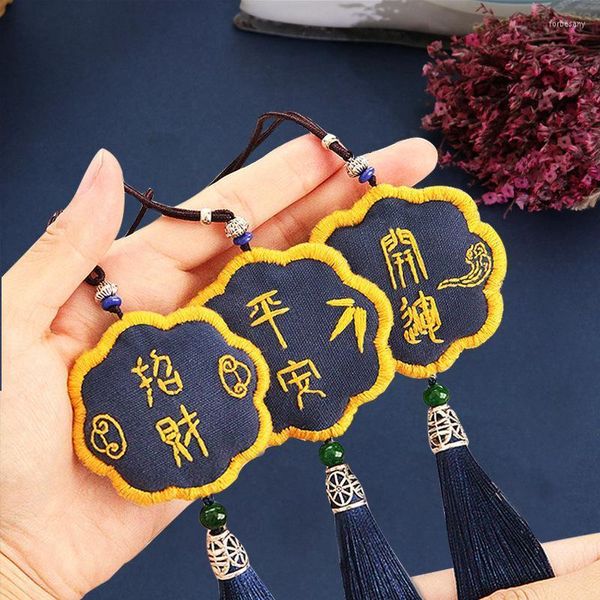 Schlüsselanhänger Omamori DIY Stickerei handgemachter Schlüsselbund glückliche süße Paare schützender Talisman Hochzeit Amulett Kreuzstich Handarbeit BeutelSchlüsselanhänger