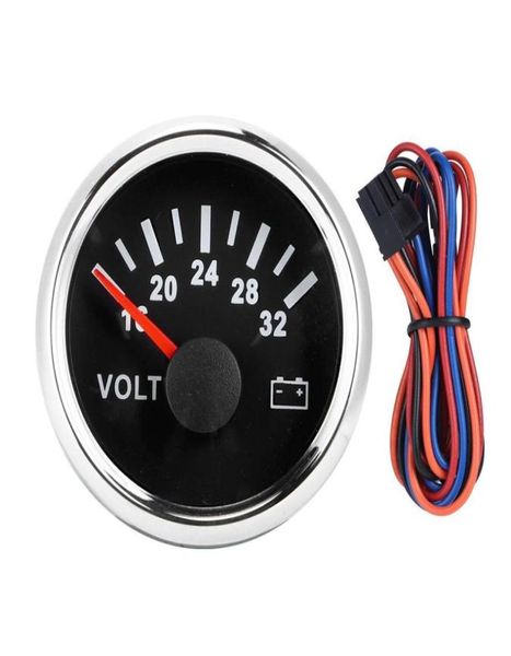 Voltmetro 52mm2in 1832V 7 colori retroilluminazione 932V tensione di lavoro per barca auto camion moto ATV quadrante nero copertura argento4283501