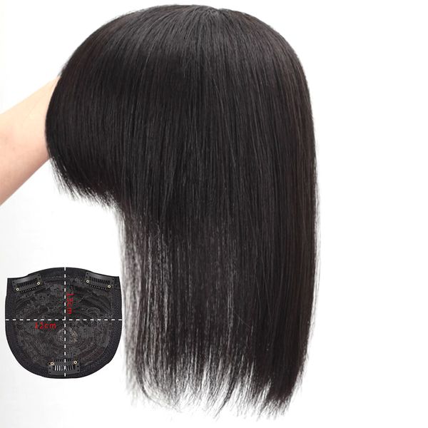 Bangs Toppers Clip-in-Echthaar-Fransenstücke, freier Teil, brasilianisches glattes Remy-Haar, für Verlust von 15,2 cm bis 35,6 cm, 230214