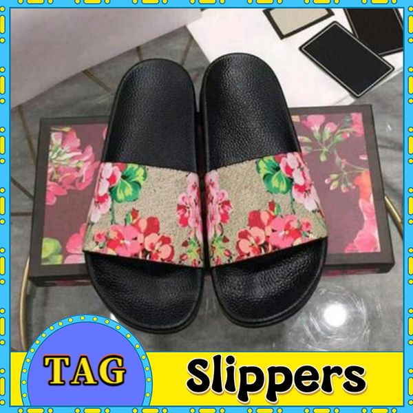 Top Designer Herren Hausschuhe Damen Schwarz Floral Canvas Grün Blau Blumen Web Gummi Slide Slipper Mode Luxus Strand Scuffs Sommer Badezimmer Zuhause Kausal Slipper