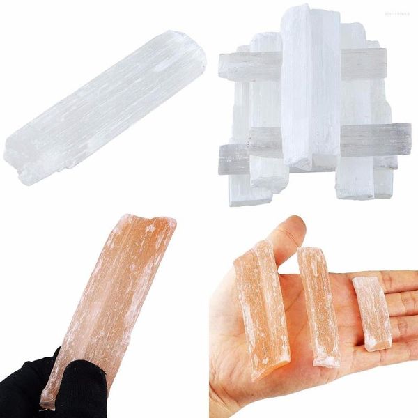 Bolsas de jóias Tumbeelluwa 1Lot (5pc) Branco natural/laranja selenita Crystal Sticks Wand Healing Energy Reiki 2.8 