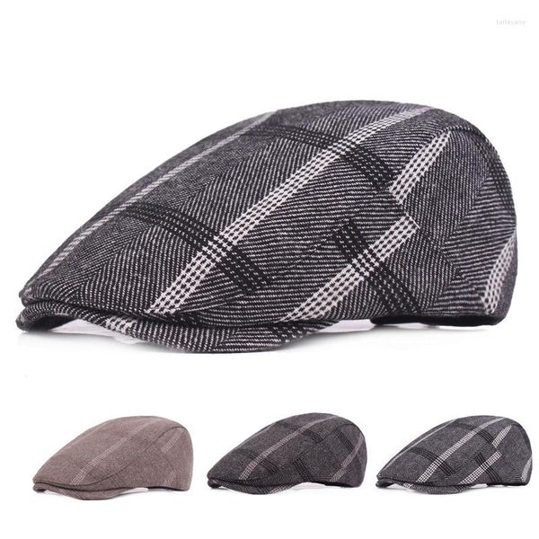 Berretti Tessuto di cotone moda di alta qualità Uomo Donna Cabby Sboy Cappelli Berretto di edera Plaid retrò Casquette casual unisex