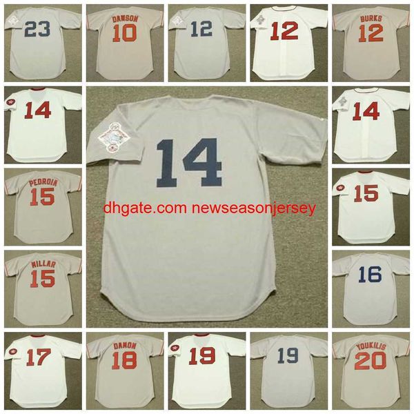 Jersey de beisebol vintage Andre Dawson Ellis Burks Jim Rice Dustin Pedroia George Scott Kevin Millar Lonborg Cooper Damon Lynn Youkilis