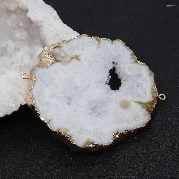 Collane con ciondolo Pendenti con connettore in cristallo Druzy in pietra naturale per creazione di gioielli Collana fai-da-te Cristalli curativi Ciondoli al quarzo geode