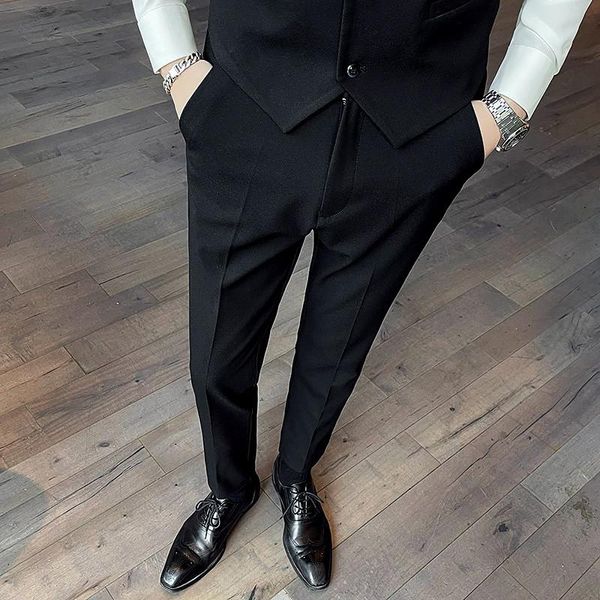 Erkekler Suits Blazers Yüksek kaliteli siyah takım elbise moda marka erkekler büyük boy 28-40 pantalonlar hombre gri haki pantolon m