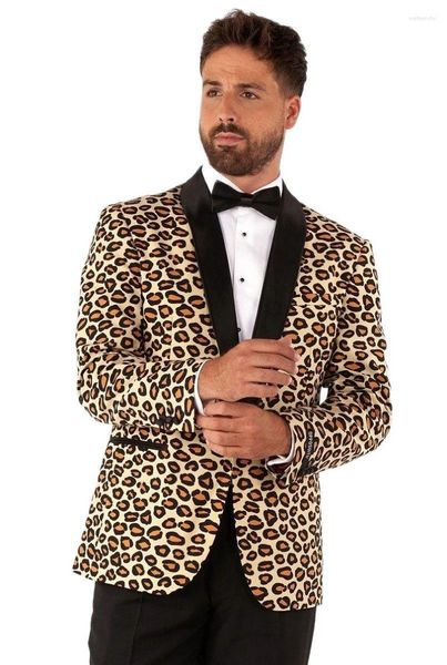 Abiti da uomo Leopardo Personalizzato Uomo Inverno Street Style Spessa scollo a V Casual Cocktail Party Matrimonio Sposo Uomo Set Ultimo design unico