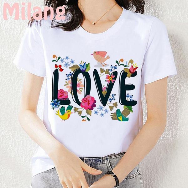 Женские футболки Love Fashion Summer Mujer Camisetas Белые топы эстетика графическая повседневная гот-рукава полиэфир