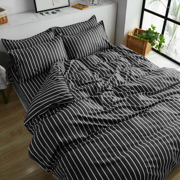 Bedding Sets Lattice Bed Linen 2 People Family Diread na tampa de edredão de cor sólida listrada macia 240x220 para casa