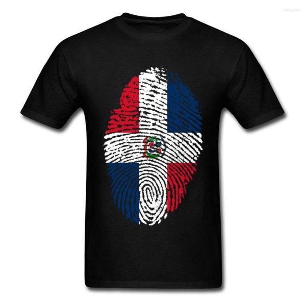 Herren T-Shirts Sommerhemd Männer Dominikanische Republik Flagge Fingerabdruck T-Shirt Einzigartige Herrenbekleidung Vintage Tops Independent Day Tees