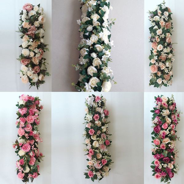Lüks yapay çiçek satırı düğün zemin dekorasyon yolu alıntı düzenleme çiçek kemer dekor sahne parti için 5 adet