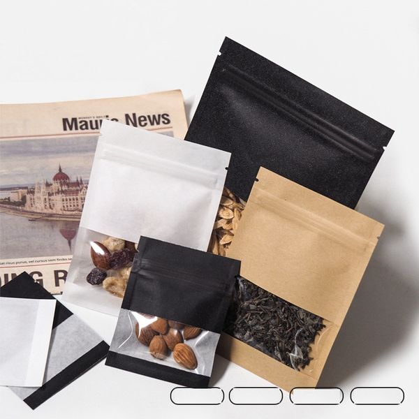 Перевернируемые упаковочные пакеты коричневая/белая/черная бумага прозрачная пакет с застежки -молнией
