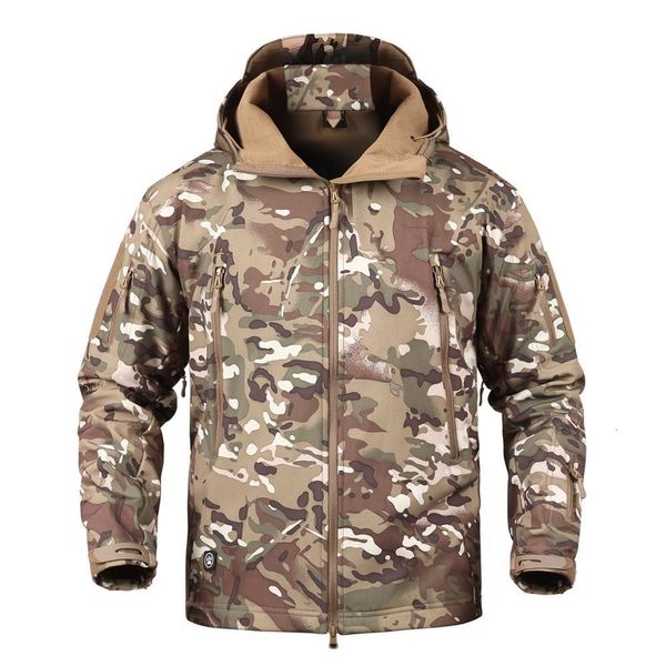 Mens Jackets MEGE Marca Camuflagem Militar Militares Capuz Capeled Jaqueta tubarão Skilshell Softshell Exército Tactical Coat Multicamo Woodland ATACS ATFG 230214