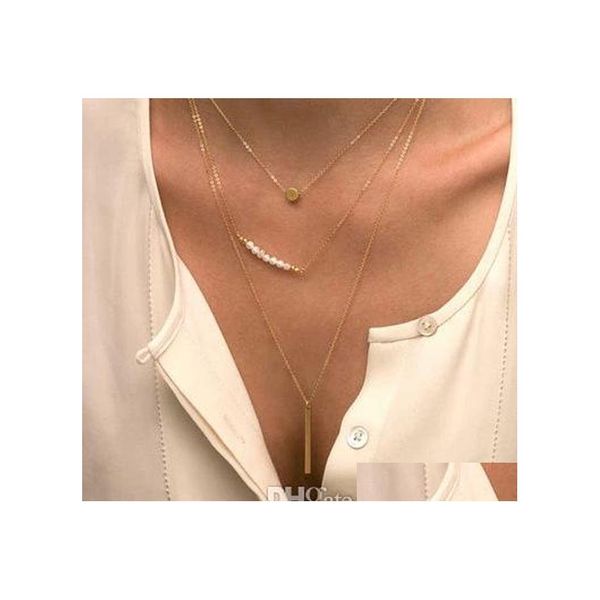 Collane con ciondolo Moda oro a strati Collier Plastron Body Collana Set Gioielli turchi Catena placcata 18 carati Lunga Beautifly Drop Deliv Dh07S