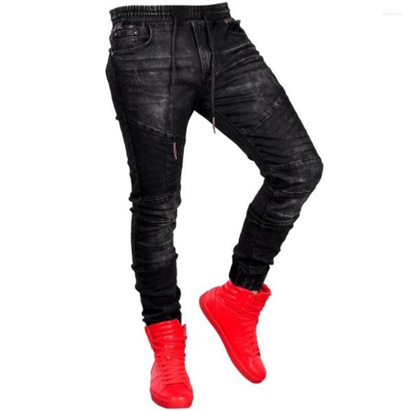 Männer Jeans 2023 Männer Stilvolle Zerrissene Hosen Biker Skinny Slim Gerade Ausgefranste Denim Hosen Mode Kleidung Schwarz