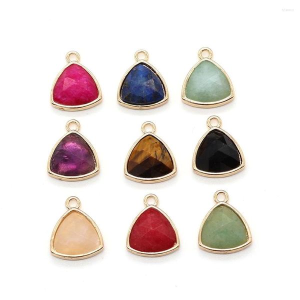 Colares pendentes 2pcs/pacote em forma de triângulo natural semipreciosos pingentes de pedra Charms Crystal DIY Fazendo brincos de pulseira 10 cores