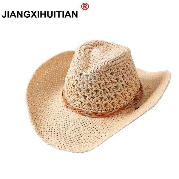 Cappelli a tesa larga 2018 Moda 100 Lavoro manuale Bambino Cappello estivo in paglia da sole Ragazzo Boho Beach Cappello Fedora Cappello da sole Trilby papà Cappello Panama Gangster Cap R230214