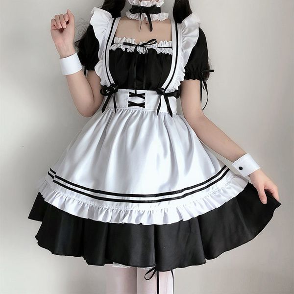 Costume a tema Black Cute Lolita Maid Costumi Ragazze Donne Bella cameriera Costume cosplay Spettacolo di animazione Abito vestito giapponese 230214