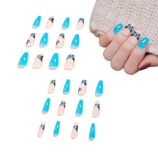 Falsche Nägel 24PCS Maniküre mittellange einfarbige gefälschte glänzende Nagelspitzen für Freundinnen, Ehefrauen, Frauen und Mädchen