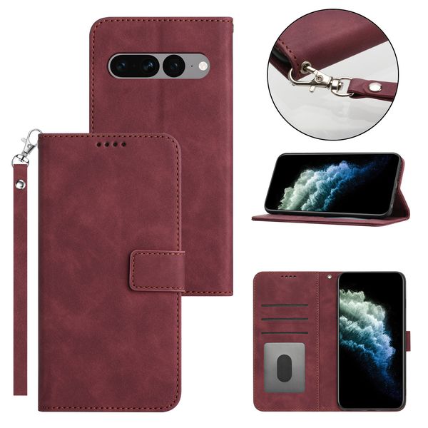 Ledertaschen für Google Pixel 8 8A 7A 7 6 6A Pro Wallet PU TPU Funda mit Fotorahmen Handyhülle mit Lanyard