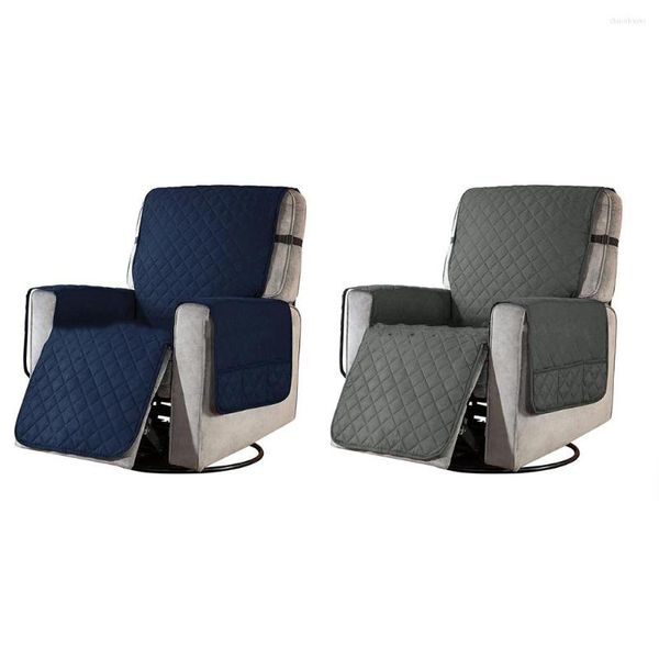 Capas de cadeira de cadeira escorrega de deck portátil solidable colorl color sala de estar reclinável Acessórios protetores com fivela cinza escuro s
