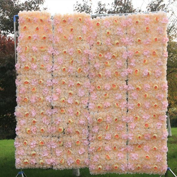 Flores decorativas 40x60cm/PCs Upscale Artificial Silk Rose Hydrangea Flower Wall para cenários de casamento Centerpieces decoração adereços