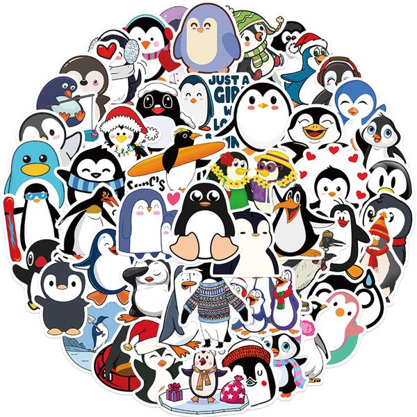 50pcs Penguins adesivos desenho animado pygoscelis pygoscelis papua graffiti infantil skateboard carros de autom￳veis adesivos de bicicleta adesivos de bicicleta por atacado