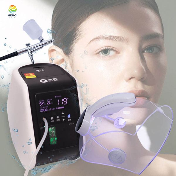 Mini macchina per la bellezza del viso dell'ossigeno per uso domestico Macchina idro facciale per la cura della pelle con pistola a spruzzo di ossigeno / Cupola di ossigeno / luce a led