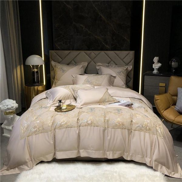 Set di biancheria da letto chic crema avorio macrame largo piumino piumino set di coperture luxury1000tc cotone egiziano foglio di letti morbidi cuscinetto 4/7 pezzi