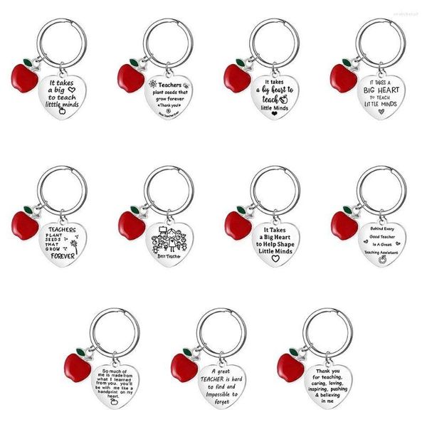 Keechhains Apple Heart Teacher's Day Gift Keychain 2023 Grazie per l'insegnante Nursery Keyring Teaching Assistant