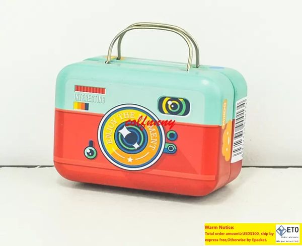 Pequena lata vintage festa retângulo de bolsa mala de mala de bagagem caixa de doces de casamento