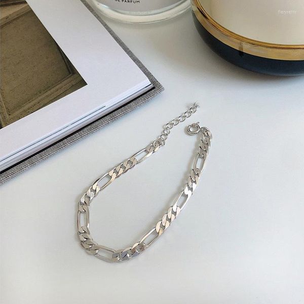 Braccialetti con ciondoli ALLME Semplici catene cubane grosse per donna Bracciale in lega di colore argento Accessori minimalisti