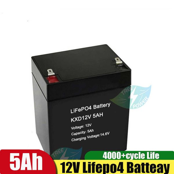 12V Litio Lifepo4 Batteria Ricaricabile 12.8V 5Ah Pacco Batterie 4s BMS 5000mAh Batteria