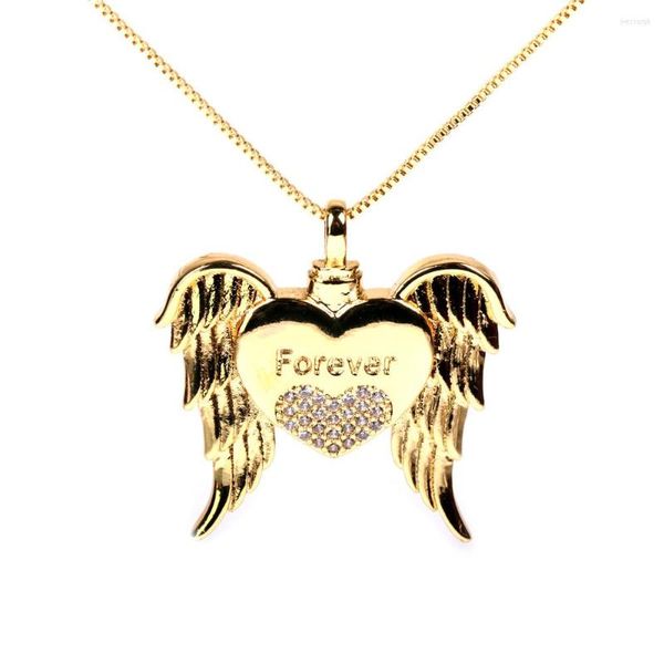 Collane con ciondolo EYIKA Trendy Inciso Forever Angel Wing Heart Collana per le donne Fidanzata Charms Zircone Gioielli per San Valentino