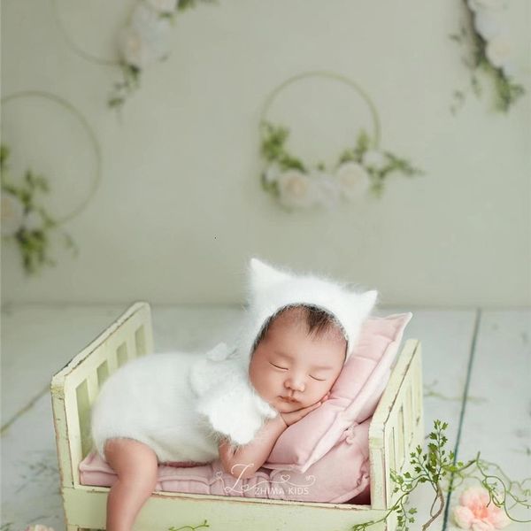 Berretti Cappelli Baby full moon baby angel ear vestito di lana cappellobodysuit abiti da tiro in studio 230214