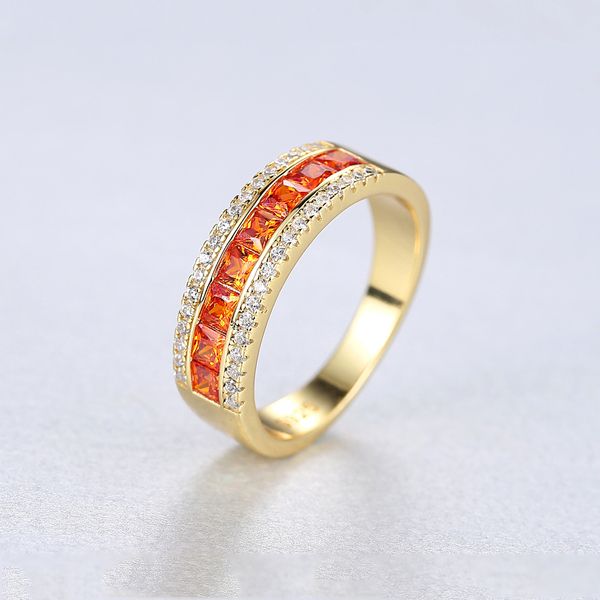 S925 anello in argento sterling micro set AAA zircone Ruby Ruby Anello con oro 18k Gold Luxury ANello di lusso europeo e americano Anello vintage Fashi