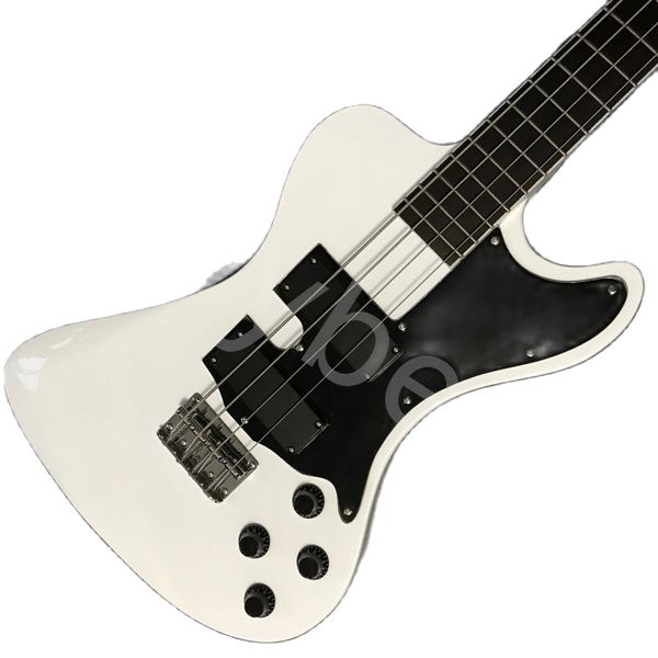 LvyBest Electric Guitar Shop Custom Bass 4 String Bass White Novo 2023 logotipo personalizado Inlay de bra￧o e cor personalizados