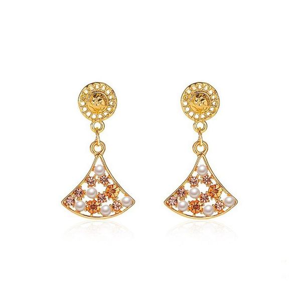 Stud Ins Orecchini pendenti a ventaglio Donna Shell Pearl Vintage Ginkgo Crystal Drop Delivery Jewelry Dho9Y