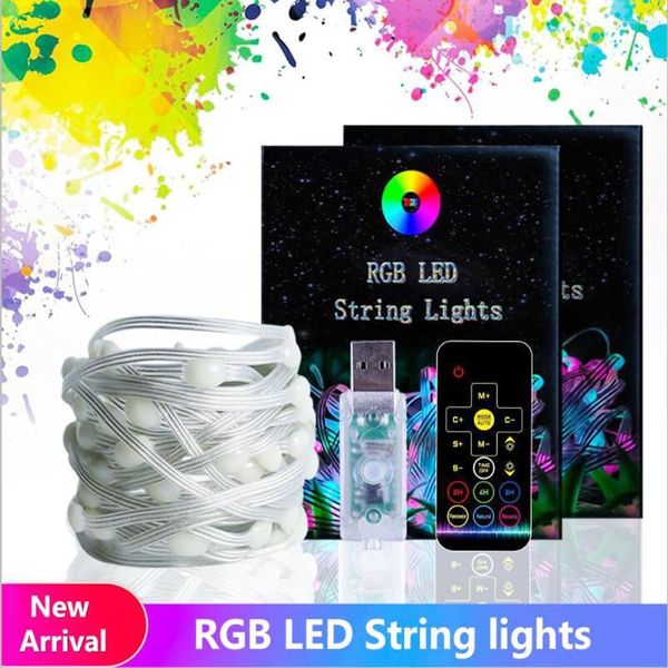 Strings LED String Light Strips Nastro flessibile RGB per la decorazione domestica della camera da letto all'aperto con la lampada del controller Night