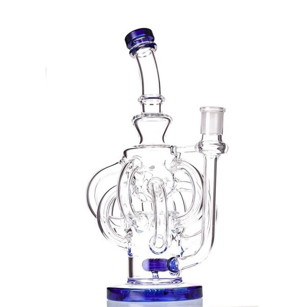 Dabber Rigs Bongo de vidro Bongos de ferramenta Tubo de água Dez braços Recycler de 10,2 polegadas de 14 mm com barragem de quartzo ou slides tigela atacadistas