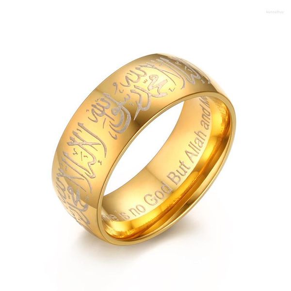 Eheringe Islam Muslim Ring Männer Frauen Sanskrit Mantra Echter Edelstahl Arabisch Gott Religion Schmuck R534G