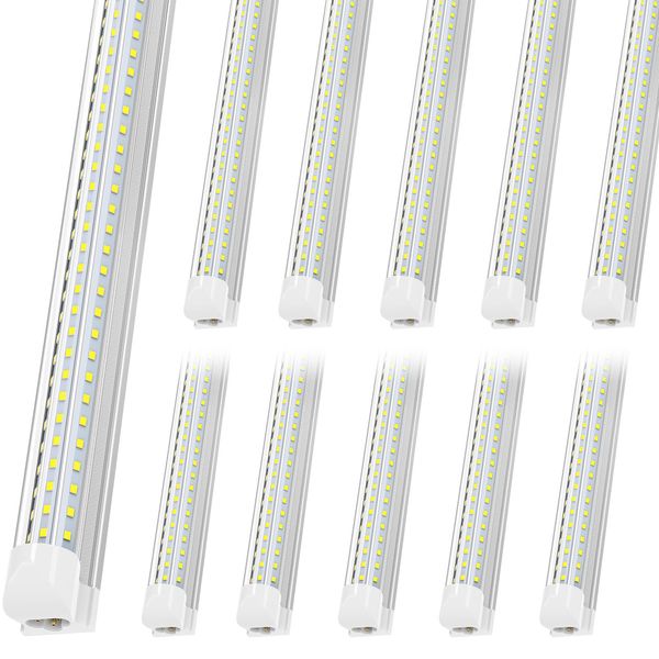 8 Fuß LED-Ladenleuchte, 90 W, 5000 K Tageslichtweiß, integrierte T8-Röhrenleuchten mit hoher Leistung, D-Form, 3 Reihen, 8 Fuß verbindbare Ladenleuchten für Garage, Werkstatt, 10 Stück, US-Lagerbestand