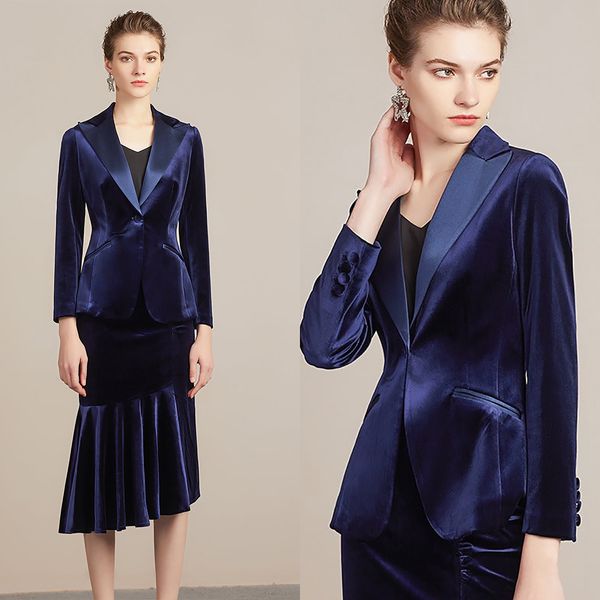 Элегантные женские юбки костюмы Spring Velvet Slim Fit Prom Part Ware Blazer для свадебного платья набор 2 штуки