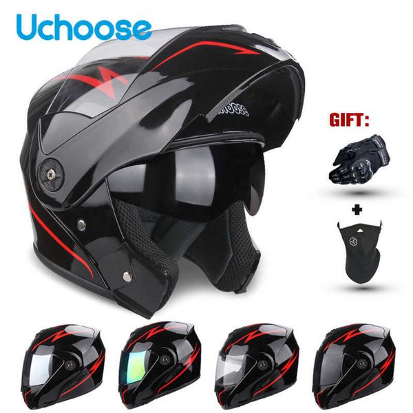 Fahrradhelme DOT-Zertifizierung Uchoose Motorradhelm Doppellinsen-Querschnittshelm Sicherheit Modularer Flip-Helm Unisex-Helm mit J230213