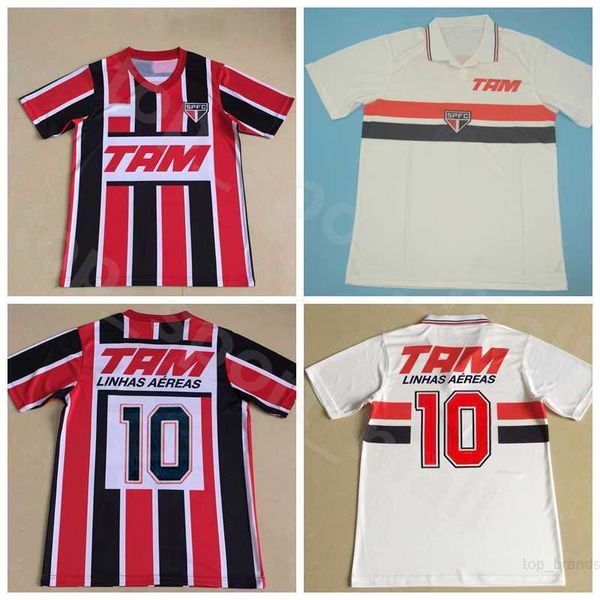 1993 1994 Soccer Vintage São Paulo Retro Jersey Men 10 Linhas Aeas Red White Brasil Clube Brasileiro Camisas Football Shirt Kits Número de nome personalizado