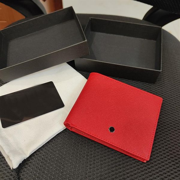 Mode für Männer Luxus-Kartenhalter aus rotem Leder Designer-Geldbörsen im europäischen und amerikanischen Stil Schlanke Reisepasshüllen Faltportfolios Wo246R